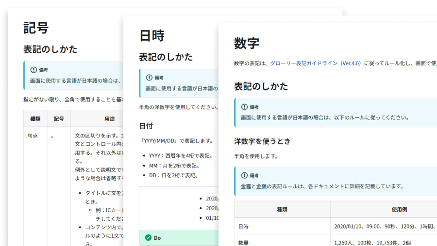 画面で使用する表記のルール