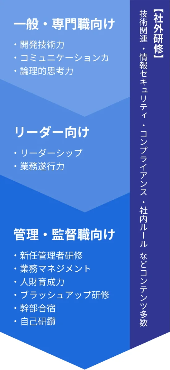 全社員に向けた階層別研修・個別研修スケジュール