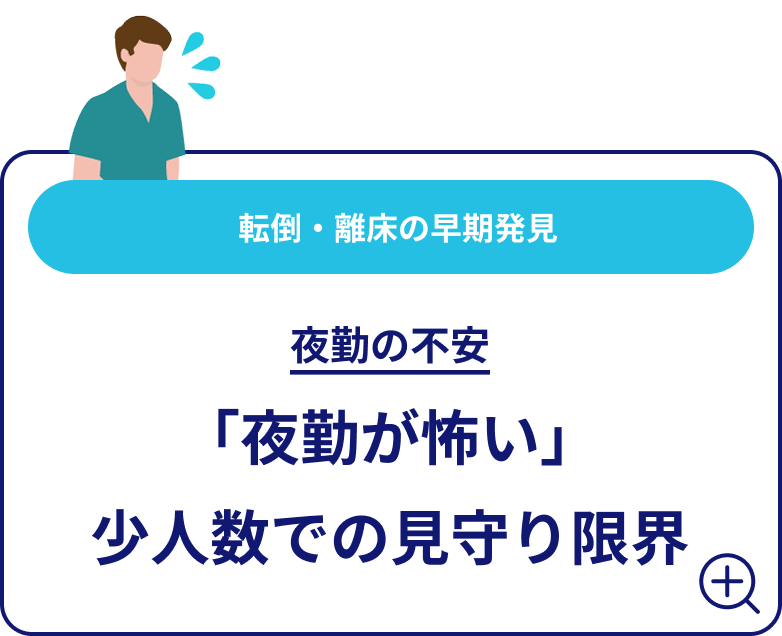 転倒・離床の早期発見 夜勤の不安 「夜勤が怖い」少人数での見守り限界